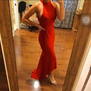 (NEVER WORN) RED HIGH LOW PROM DRESS